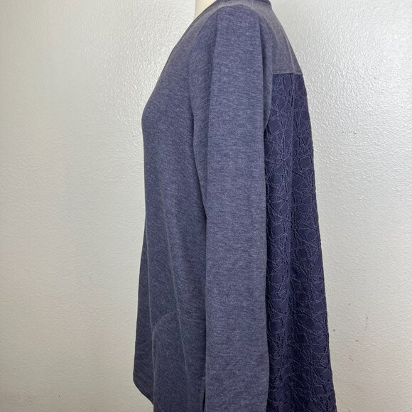 LOGO Lounge by Lori Goldstein Blue Zip Front Cardigan with Lace Back Size 1X - Picture 7 of 10
